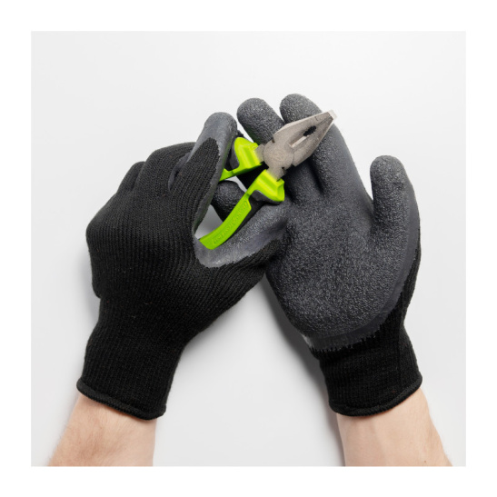 Перчатки акриловые утепленные с рельефным латексным покрытием, цв.черный/оранжевый АЛ-1-7 BRONITEX