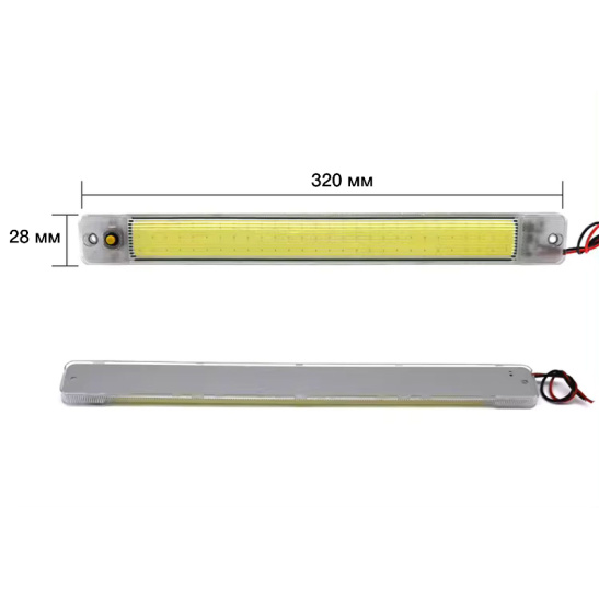 СС-01 Плафон-фонарь освещения/подсветки салона/кузова (12/24 В.) 28х320х9 мм., универсальный, светодиодный, с выключателем (НПП "ОРИОН") 5321