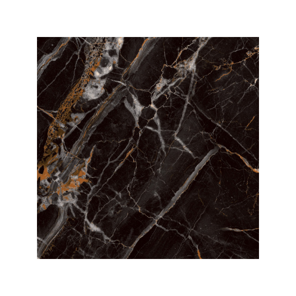 Керамогранит полиров. глянцевая  600x600 мм, 8,5 мм, "Zodice black" черно-коричневый сорт 1  Keravit