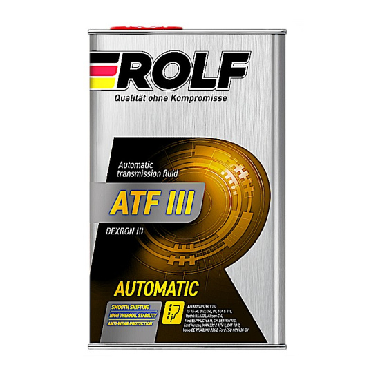 Масло трансмиссионное ROLF ATF III, 1 л, минеральное, для АКПП, ГУР, (мет. канистра)