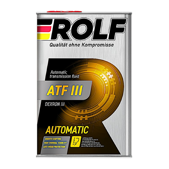 Масло трансмиссионное ROLF ATF III, 4 л, минеральное, для АКПП, ГУР, (мет. канистра)
