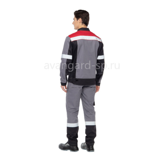 Костюм мужской "Виват NEW", р. 52-54 (104-108) рост 5/6 (182-188), (куртка/полукомбинезон), серый с черной и красной отделкой, с СОП