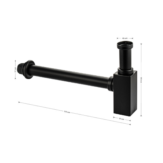 Сифон для умывальника, черный, 8744, BRIMIX, Санакс