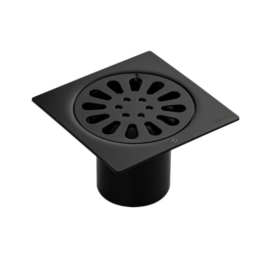 1192 ТРАП нерж.сталь 100*100 вертикальный, черный, выход 50мм Санакс