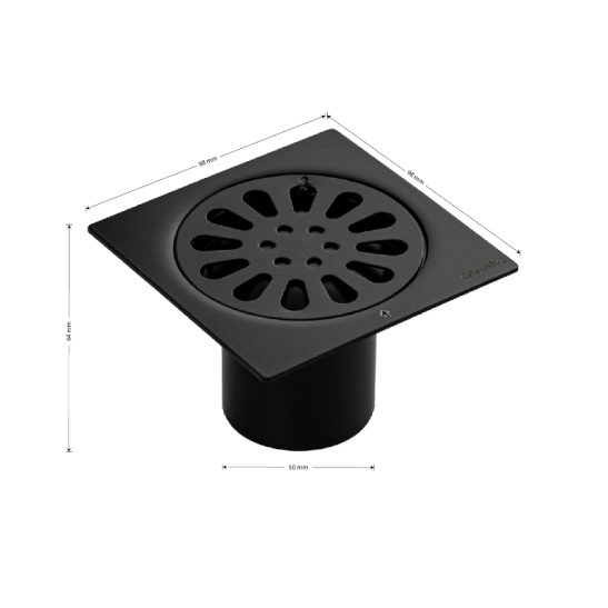 1192 ТРАП нерж.сталь 100*100 вертикальный, черный, выход 50мм Санакс