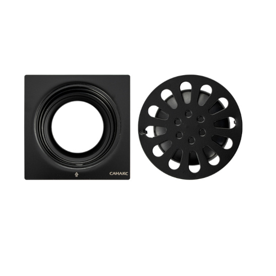 1192 ТРАП нерж.сталь 100*100 вертикальный, черный, выход 50мм Санакс