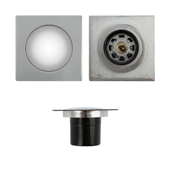 1193 ТРАП нерж.сталь 100*100 вертикальный, нажимной, выход 50мм Санакс