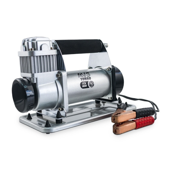Автокомпрессор (90 л/мин, до 10 атм.) пит.крокодилы, спиральный шланг, сумка, насадки ("KS900 Turbo") ("AVS") металл. (насос шинный электрический 12В) 80504