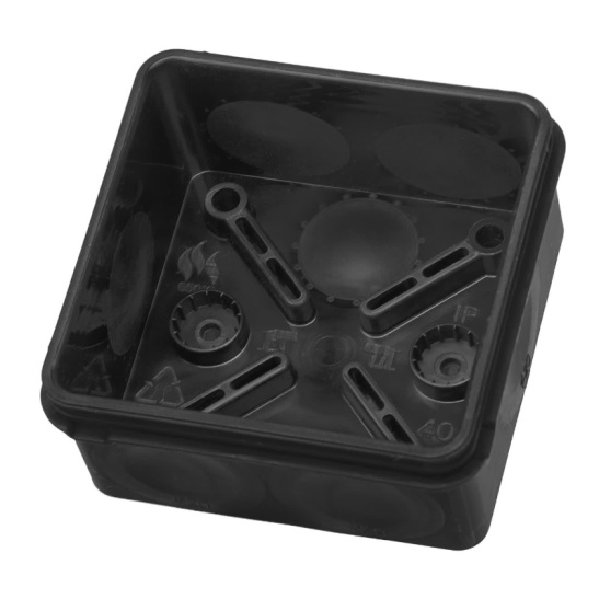 Коробка распаячная TDM (SQ1401-2911) двухкомпонентная для о/п 70х70х40 мм черная под монтажный пистолет IP66
