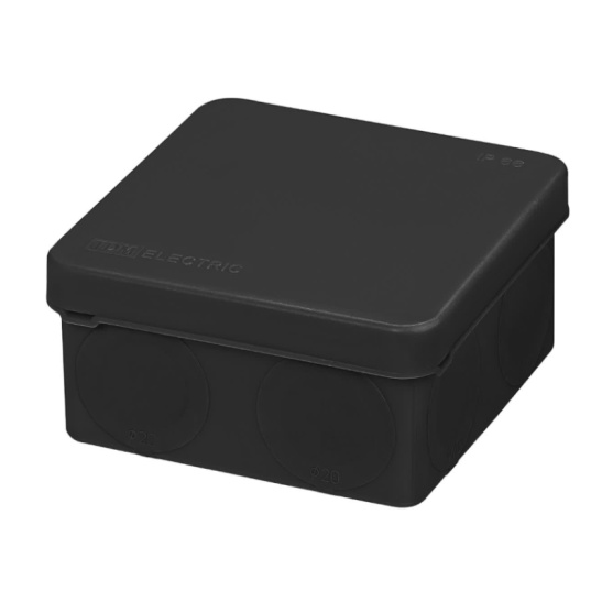 Коробка распаячная TDM (SQ1401-2912) двухкомпонентная для о/п 80х80х40 мм черная под монтажный пистолет IP66