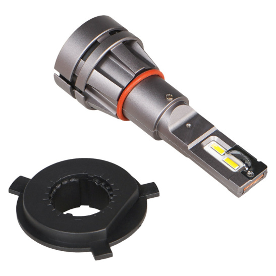 Автолампы LED Н4 (12/24В., к-т 2 шт.) (серия PLUS) светодиодные, с вентилятором и радиатором, тип оптики: Рефлектор, Линза (28Вт., 2500Лм., 3000К желтый) ("AIRLINE") (AEAR114)