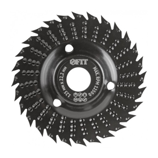 Диск-фреза обдирочный по дереву, плоский, посадочный диаметр 22,2 мм, 125 мм, грубая насечка, Fit 39529