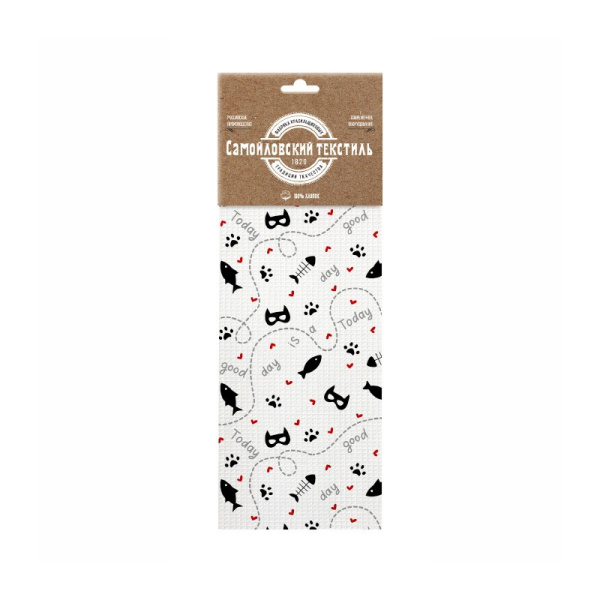Полотенце вафельное "Cat Hero-1" 45*60см  928675  Самойловский текстиль 30190/1