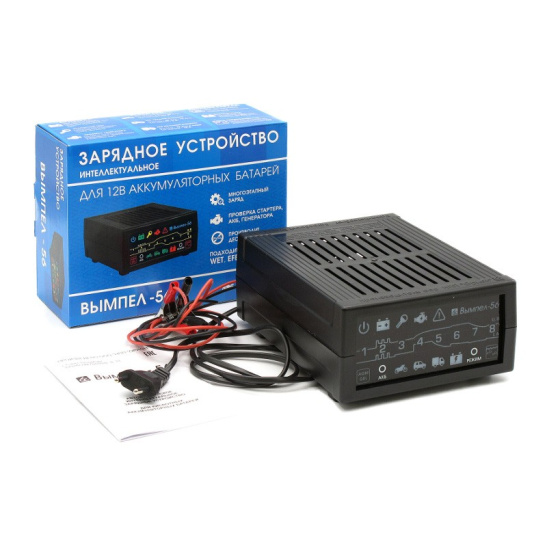 Устройство зарядное (12 В., 8-200 А/ч) восстановление/десульфатация , автомат., предпусковое, интеллектуальное, режим хранения ("Вымпел-56") (НПП "ОРИОН") типы АКБ: AGM, EFB, GEL, WET Ag (серебряные), Сa/Ca (кальциевые)