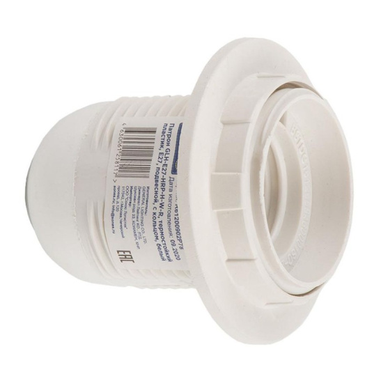 Патрон General (474013) Е27 пластиковый подвесной с кольцом белый 4А 250В