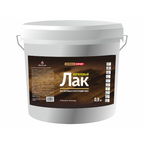 Лак акриловый глянцевый, 0,9 кг, Akrimax, Ростовская область