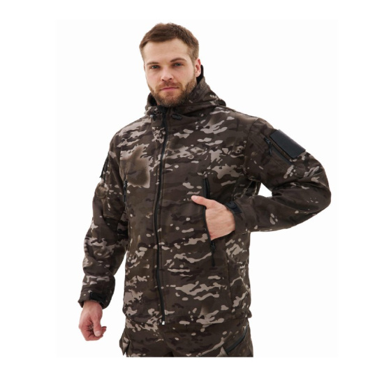 Костюм демисезонный мужской "Вепрь", р. 52-54 (104-108) рост 5/6 (182-188), (куртка/брюки), КМФ Мультикам черный