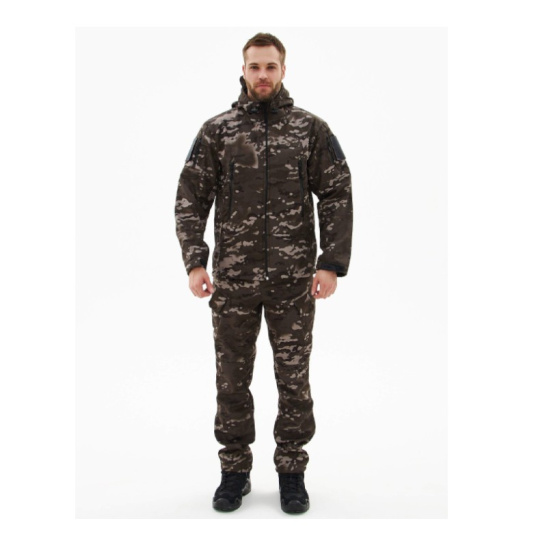 Костюм демисезонный мужской "Вепрь", р. 52-54 (104-108) рост 5/6 (182-188), (куртка/брюки), КМФ Мультикам черный