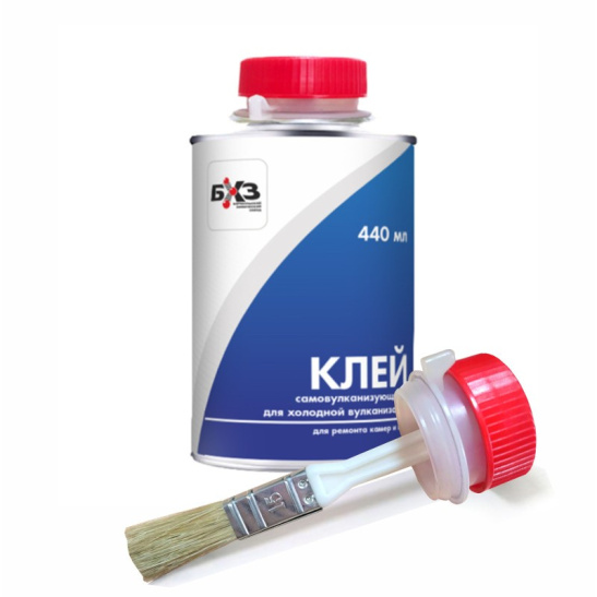 Клей-активатор (440 гр./хол.) для холодной вулканизации самовулканизирующийся, в ж/банке с кисточкой (БХЗ - "Барнаульский химический завод") для крепления всех видов пластырей, грибков и шнуров