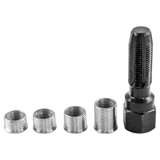 Набор для восстановления резьбы свечных колодцев (оригинал "Thorvik") (5 предметов: метчик, вставки-ввертыши) SPTRS145