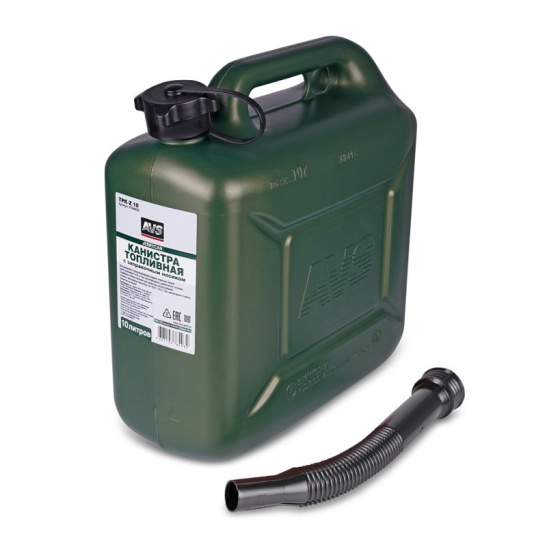 Канистра пластик (10 л.) зеленая (для ГСМ, бензина, топлива, масла и тех.жидкостей) "TPK-Z 10" (AVS "ДиКос", Россия) A78493S