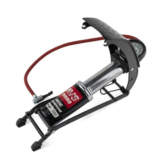 Насос шинный ножной металлический, усиленный, с манометром ("AVS") "FP03" (A07581S)