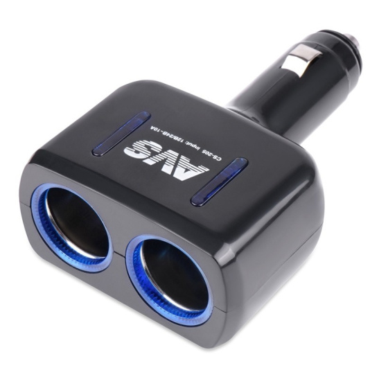 Разветвитель прикуривателя (на 2 гнезда + подсветка индикатор сети) 12/24В. "AVS" ("CS205") 43745