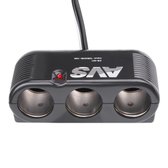 Разветвитель прикуривателя (на 3 гнезда) 12/24В. "AVS" ("CS301") 43234