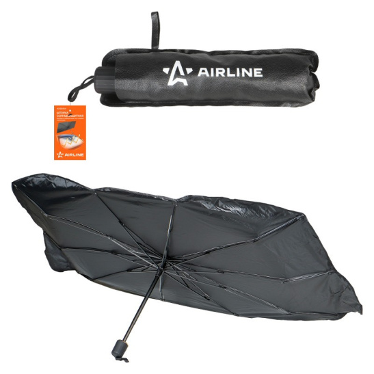 Шторка солнцезащитная (140х80 см.) ЗОНТ, складная, черная/серебристая ("ADSS006") "AIRLINE"