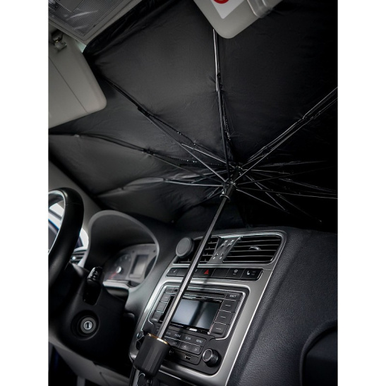 Шторка солнцезащитная (140х80 см.) ЗОНТ, складная, черная/серебристая ("ADSS006") "AIRLINE"