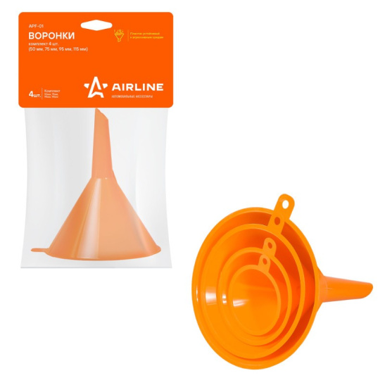 Воронки (комплект 4 шт.: диам. 50, 75, 95, 115 мм.) ("AIRLINE") "APF-01"