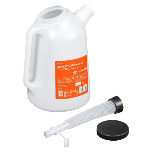 Мерная емкость PRO (лейка, 6.0 л.) для масла и технических жидкостей, резьбовая крышка ("AIRLINE") APFL006
