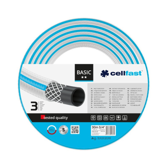 Шланг подводящий 3х слойный армированный CELLFAST Basic 3/4" 30м, ЦеллФаст 10-421- Польша