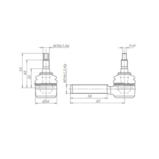 14201-1703420 (0501.204.714) НАКОНЕЧНИК (ХВОСТОВИК) ТЯГИ  РЕАКТИВНОЙ КПП ZF М14*1,5 (аналог 0501.204.714/08771) Ростар