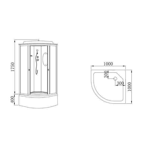 Душевая кабина 1000x1000x2150 мм, Hydroom HD-KU100100VB2 (без зеркала), Китай