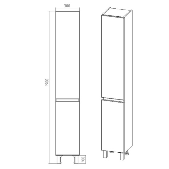Пенал "Мальта правый/левый (арт. VMAL300BEL-PEN)" 1900x300x300 мм, пленка ПВХ, белый