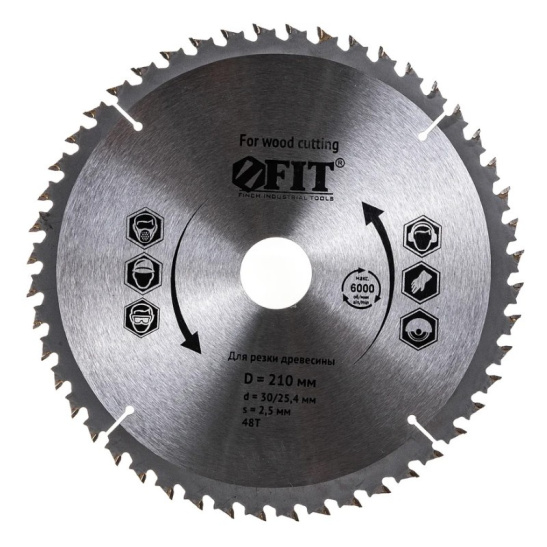 Диск пильный по дереву (210х30 мм; 48Т) для циркулярных пил Fit 37694