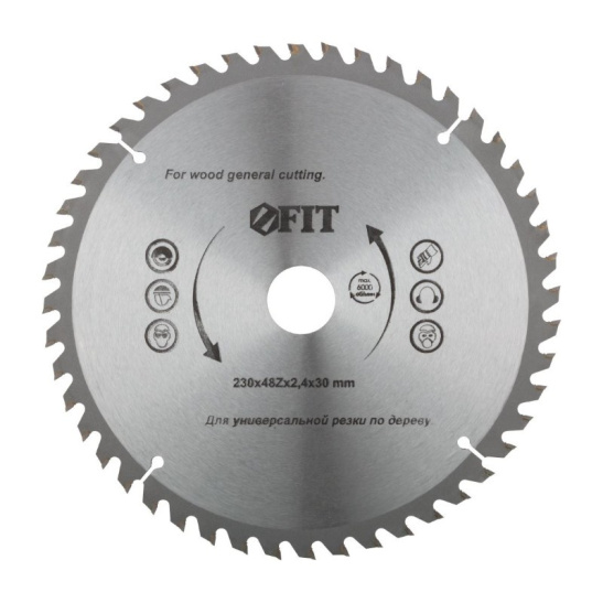 Диск пильный по дереву (230х30 мм; 48T) для циркулярных пил FIT IT 37757