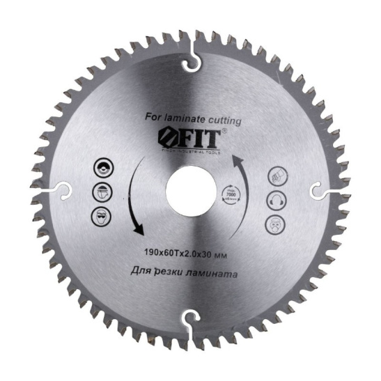 Диск пильный по ламинату (190х30 мм; 60 Т) для циркулярных пил FIT 37777