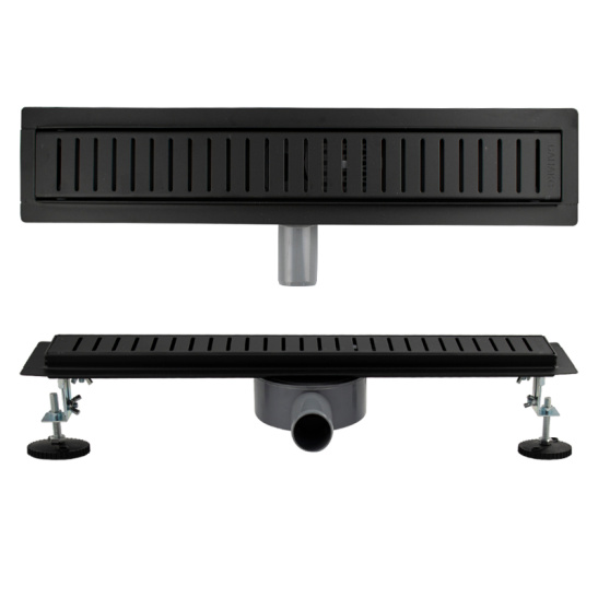 03338 ТРАП черный нерж.сталь 500х70 мм линейный, горизонтальный, с сухим затвором, под плитку, САНАКС