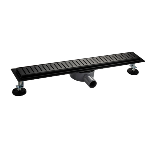 03339 ТРАП черный нерж.сталь 600х70 мм линейный, горизонтальный, с сухим затвором, под плитку, САНАКС