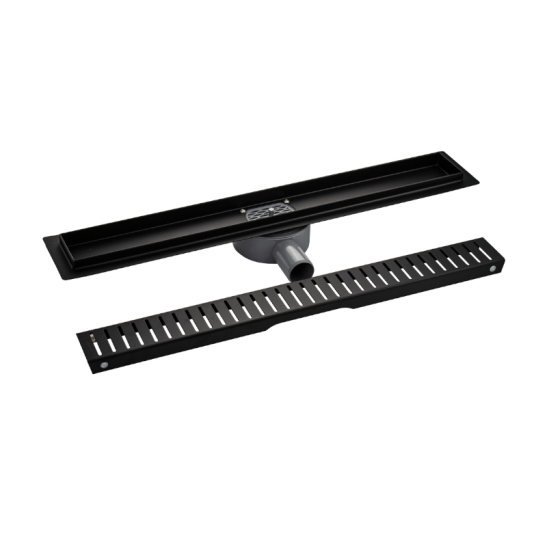 03339 ТРАП черный нерж.сталь 600х70 мм линейный, горизонтальный, с сухим затвором, под плитку, САНАКС