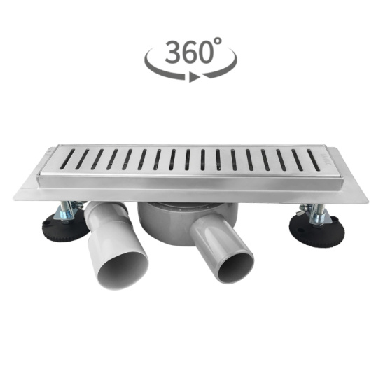 00036 ТРАП нерж.сталь 300х70 мм линейный, горизонтальный, с сухим затвором, под плитку, САНАКС