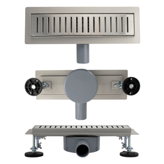 00036 ТРАП нерж.сталь 300х70 мм линейный, горизонтальный, с сухим затвором, под плитку, САНАКС