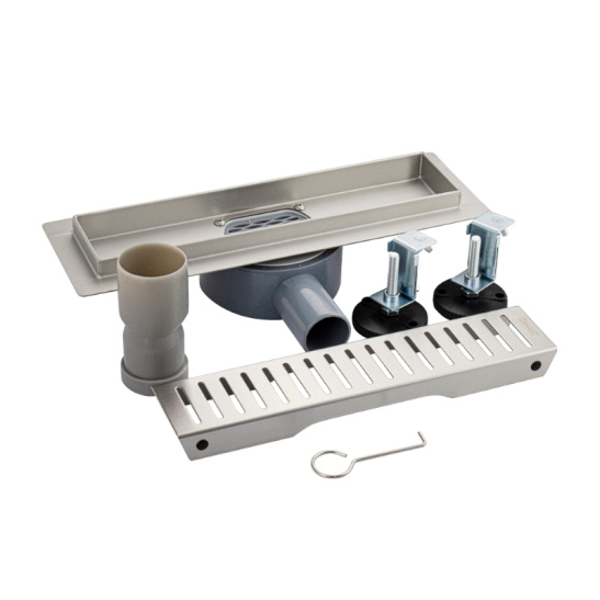 00036 ТРАП нерж.сталь 300х70 мм линейный, горизонтальный, с сухим затвором, под плитку, САНАКС