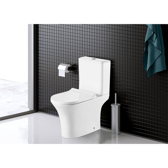 Унитаз-компакт Azario  FRETTA ROUND, AZ-7121A универсальный выпуск, двухрежимная арматура, нижний  подвод, сиденье