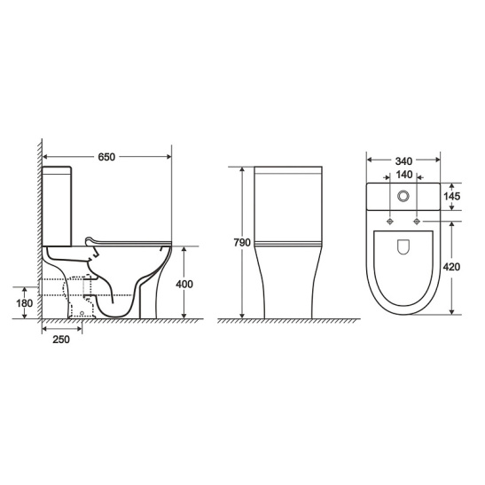 Унитаз-компакт Azario  FRETTA ROUND, AZ-7121A универсальный выпуск, двухрежимная арматура, нижний  подвод, сиденье