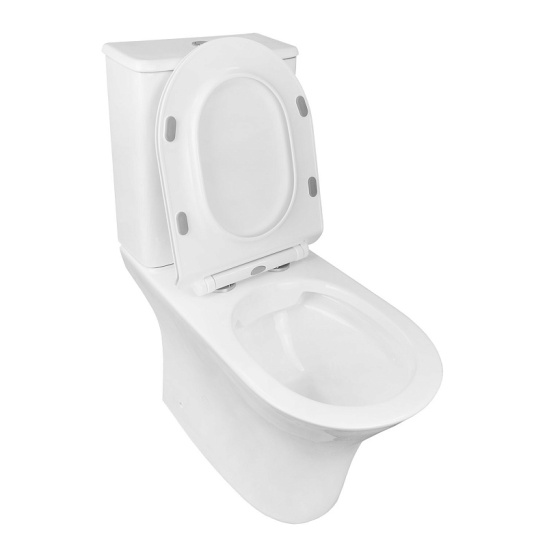 Унитаз-компакт Azario  FRETTA ROUND, AZ-7121A универсальный выпуск, двухрежимная арматура, нижний  подвод, сиденье