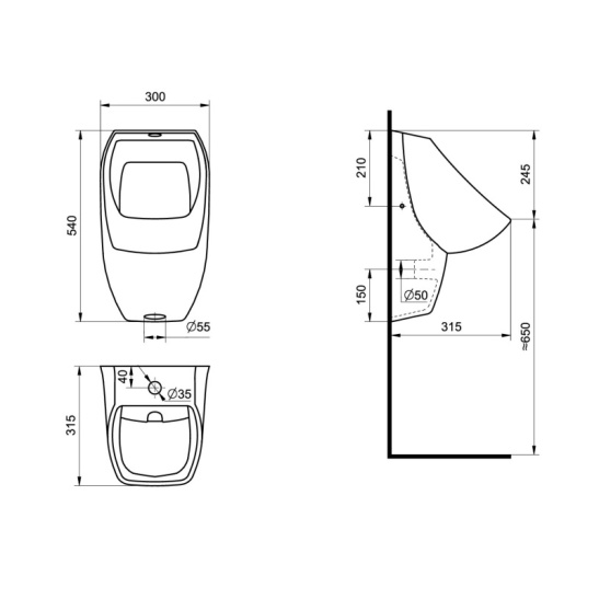 Писсуар Santek "Гала", с креплением, без сифона (1WH301774) г.Чебоксары