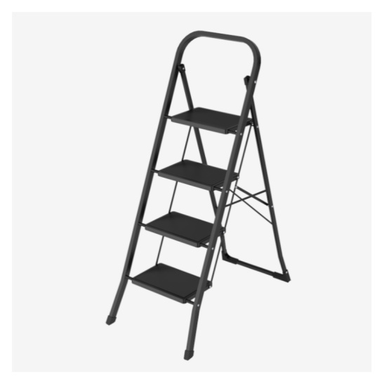 Стремянка 4-х ступенчатая стальная с широкими ступенями черная SARAYLI